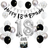 18Th Birthday Decorations For Boys, Blue Happy 18Th Birthday Banner With Navy Blue Silver 18Th Balloons 18 Cake Topper Decor Number 18 Balloon For Girls 18 Year Old Party Decoration
