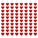 80 Pcs Red Hearts Felt Garland, Valentines Day Decor Hanging String, N