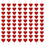80 Pcs Red Hearts Felt Garland, Valentines Day Decor Hanging String, N