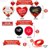Happy Valentines Day Balloons - Big, Pack Of 26 | Black And Red Heart Shaped Balloons For Valentines Day Decorations | Heart Balloons, Valentines Balloons, Romantic Decorations Special Night