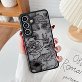 For Samsung Galaxy A16 Case, Floral Rose Cute Phone Case For Women Girls Aesthetic Pattern Print Slim Tpu Bumper Shockproof Protective Cover For A16 5G, Black