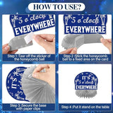 9 Pcs Retirement Party Decorations, Blue Silver Retirement Table Honeycomb Centerpieces, Retire Centerpieces for Tables Topper for Men, Women Happy Retire Decorations Party Supplies.