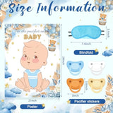 Pin The Pacifier Baby Shower Games Bear Baby Shower Decorations Include Large Poster 24 Stickers Blindfold Pin The Pacifier Game For Blue Bear Birthday Party Decorations Activities Supplies