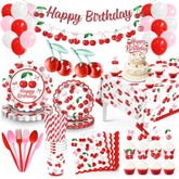 Cherry Birthday Decorations, Cherry Party Decorations, 164 Pcs Cherry Plates And Napkins Party Supplies For Girls Cherry On Top Baby Shower, Serves 16