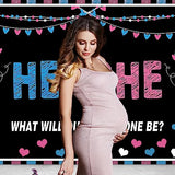 MHLSWY 5x3FT Polyester Gender Reveal Banner He or She Blue Pink Boy Girl Baby Shower Background Photo Party Backdrop Gender Reveal Surprise Supplies Banner Photography