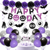 Halloween Party Decorations - Balloon Banner, Paper Pompoms, Cake Topper & Hanging Swirls