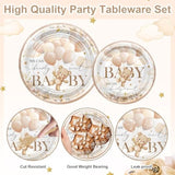 168 Pcs Bear Baby Shower Decorations Brown Bear Plates Napkins Tableware Set We Can Bearly Wait Baby Shower Supplies, Serves 24