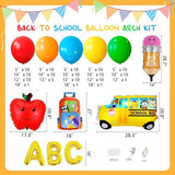Back to School Balloon Garland Arch Kit,153Pcs Rainbow Balloons with Pencil Apple School Bus Foil Balloons for First Day of School Preschool Kindergarten Party Decorations