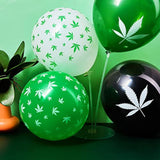 48-Piece 420 Weed Party Balloons Pot Leaf Latex Decor for Birthday & Celebration