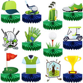12-Pack Golf Party Table Centerpieces – Honeycomb Decor & Cake Toppers for Sports-Themed Events