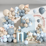 Dusty Blue Beige Balloon Garland Kit Baby Shower, Birthday & Wedding Party Decorations