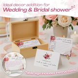 Advice And Wishes For The Mr And Mrs – 50 Double-Sided Wedding Advice Cards With Wooden Box & Easel, Bridal Shower Decorations, Games For Bride And Groom, Reception Guest Book Alternative, Best Wishes