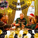 2026 New Year Party Kit with Balloons, Banner, Foil Balloons, and Fringe Curtain Backdrop
