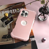 Rose Gold 3 in 1 Hybrid Case for iPhone 16 Pro Max with Screen Protector, Shockproof Slim Fit, Heavy Duty Hard PC Cover, Soft Silicone Bumper, Full Body Anti-Fingerprint Case for Women
