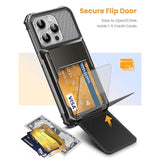 For Iphone 15 Pro Max Case 6.7 Wallet 5 Credit Card Holder Slot Flip Cover Design Back Pocket Scratch Resistant Hard Shell Hybrid Protective Bumper Armor For Iphone 15 Pro Max Gunmetal Bronze