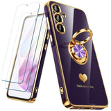 Samsung Galaxy A35 Case with 2 Screen Protectors, 360° Ring Holder, Purple