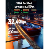 Vesa Certified 1.4 8K Displayport Cable 10Ft, Dp Cable 10Ft (8K@60Hz, 4K@144Hz