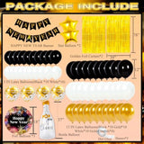 Happy New Year 2026 Party Supplies Balloons Banner Foil Fringe Curtain Kit