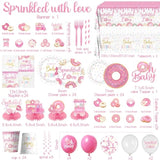 Baby Sprinkle Decorations For Girl, Sprinkled With Love Baby Shower Supplies Donut Plates Napkins Cups Tablecloth Banner Cake Topper, Honeycomb Centerpieces For Pink Donut Baby Shower Decorations