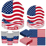 96Pcs 4th of July Plates and Napkins Sets, Paper Independence Day Decor