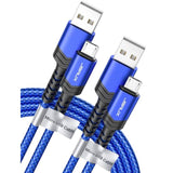 Micro Usb Cable For Android, (2-Pack 6.6Ft) Kindle Charger Cord Replacement, Nylon Braided Usb Micro Charging Cable Compatible With Galaxy S7 S6 J7 Edge Note 5, Kindle, Mp3-Blue
