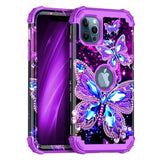 For Iphone 12 Pro Max Case,Glow In The Dark Three Layer Heavy Duty Shockproof Protection Hard Plastic Bumper+Soft Silicone Protective Case For Apple Iphone 12 Pro Max,Dark Butterfly