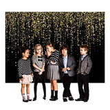 7x5 FT Black and Gold Bokeh Party Backdrop Photo Black and Gold Glitter Bokeh Sequin Spots Birthday Anniversary Photography Background Golden Sparkle Banner Photo Baby Bath Decoration