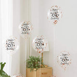Rose Gold 65Th Confetti Latex Balloons, Woman Happy 65 Years Birthday Party Balloon Decoration With Confetti, 12In, 16 Pack