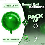 Dark Green Metallic Foil Mylar Party Balloons, 18 Inch, Pack of 6