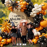 140pcs Halloween Balloon Arch Kit Orange Black Sand White Foil Balloons Party Decorations