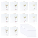 10Pcs All Occasion Greeting Cards With Envelopes Blank Inside, Printable Botanical Notecard Set, 3X3In Simple Plain Half Fold Note Card Small, Vintage Stationary Card (Lotus)