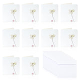 10Pcs All Occasion Greeting Cards With Envelopes Blank Inside, Printable Botanical Notecard Set, 3X3In Simple Plain Half Fold Note Card Small, Vintage Stationary Card (Lotus)