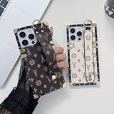 Compatible With Iphone 16 Pro Max Case Luxury Designer For Women Girls,Rectangle Leather With Wristband Strap Kickstand Holder Protective Cover For 16 Pro Max - 6.9 Inch(Brown)