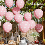 62pcs Pink Polka Dot Balloons for Birthday Party Decorations, 12" Latex Helium Balloons