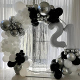 60 Pcs Black & Silver Balloons 12" Confetti Balloons for Birthday & Theme Parties