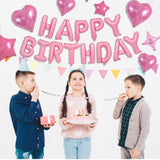 35PCS Light Pink Happy Birthday Decorations, 16" Foil Banner & Star Balloons for Parties