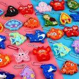 Party Favors For Kids 16Pcs Sea Animal Sensory Toys, Mini Pop Fidget Toys Keychain For Kids, Goodie Bag Stuffers, Carnival Birthday Gifts, Classroom Prizes