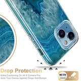 For Iphone 13 Case With Built-In Screen Protector,Military Grade Rugged Cover With Fashionable Designs For Women Girls,Protective Phone Case 6.1" Agate Stone