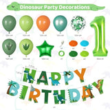 Dinosaur 1St Birthday Party Decorations For Boys Gir, Foil Green Star Number 1 Dinosaur Balloons With Happy Birthday Banner Hanging Swirls For Dino Baby Shower Kids Party Supplies
