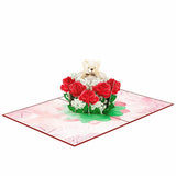 Rose Teddy Bear Valentines Day 3D Greeting Pop Up Card, Happy Valentines Day Card For Wife, Girlfriend, Her, Mother, Mom, Women, Romantic, Anniversary Card, Engagement,With Envelop,Size 7X5 Inch