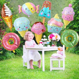 Ice Cream Balloons Donut Party - 9 Pcs Sweet Candy Pastel Foil Mylar Donut Balloons Arch Kit For Kids Baby Shower Grow Up Birthday Spring Decorations Supplies(30 Inch)