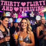 Thirty Flirty And Thriving Decorations - 10Pcs 30 Flirty And Thriving Banners With Hanging Swirls Birthday Decoration Talk 30 To Me Bday Decor Supplies For 30Th Women