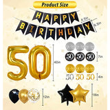 50Th Birthday Decorations For Men Women, Over The Hill Party Supplies 50Th Balloons Happy Birthday Banner Hanging Swirls For 50Th Anniversary Decorations Black And Gold Party Decor