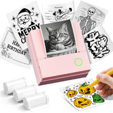 Sticker Printer, Pm290C Portable Mini Printer, Inkless Bluetooth Sticker Maker With 3 Rolls Paper, Impresora Portátil For Notes, Diy, Gift, Smart Ai App, Print Pod For Office/Home, Pink