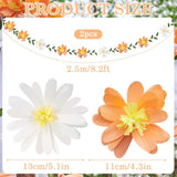 Crepe Paper Flowers Banner White Orange Floral Banner Spring Hanging Paper Flower Leaves Garlands For Spring Birthday Wedding Home Decorations
