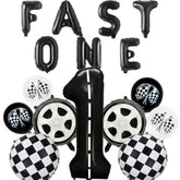 16pcs Race Car 1st Birthday Balloons & Banner Set, Fast One Theme Decor