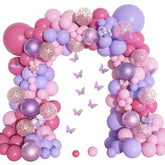 175Pcs Pink And Purple Balloon Garland Arch Kit Butterfly Baby Shower Decorations For Girl, Lavender Purple Dusty Pink Balloon For Women Birthday Bridal Shower Wedding Party Supplies