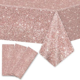3pcs Pink Rose Gold Sequin Tablecloths Glitter Birthday Party Table Covers