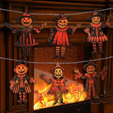 6.56Ft Halloween Vintage Garland - 7.87" Wooden Spooky Pumpkin Banner for Party Decor