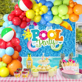 129Pcs Pool Party Decorations Birthday Supplies, Outdoor Pool Summer Theme Balloon Garland Arch Kit Backdrop Beach Ball Tropical Luau Hawaii Holiday Swimming Outdoor Pool Decor Party Supplies